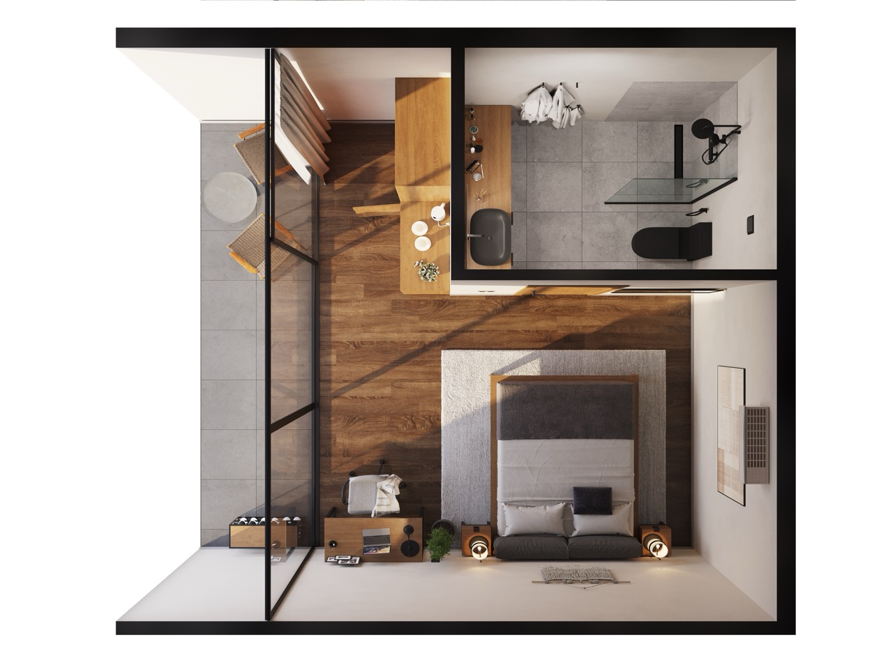 Studio środkowe – plan mieszkania